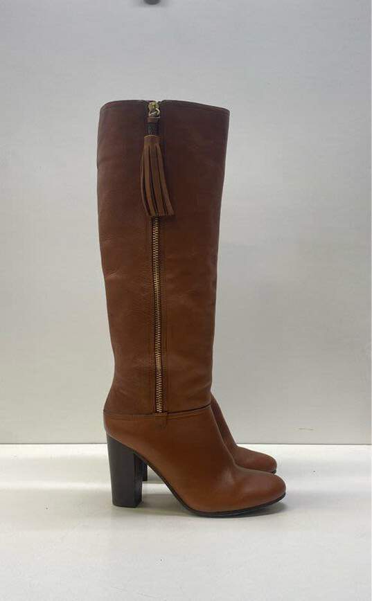 Coach Leather Therese Riding Boots Tan 8 image number 1