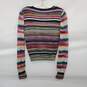 AUTHENTICATED MISSONI V-NECK CROPPED RAINBOW CROCHET KNIT SWEATER image number 2