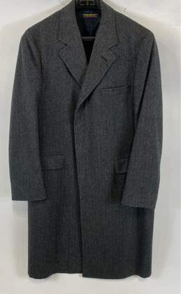 Brooks Brothers Mens Gray Long Sleeve Pockets Notch Lapel Overcoat Size Medium