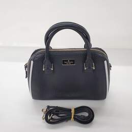 Kate Spade New York Pippa Black/White Pebble Leather Satchel Shoulder Bag w/COA