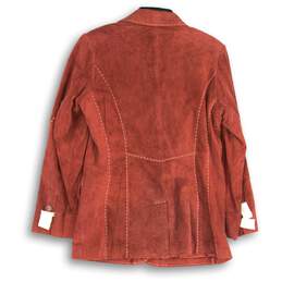 NWT Pamela Mccoy Womens Red Suede Collared Flap Pocket Button Front Jacket Sz M alternative image