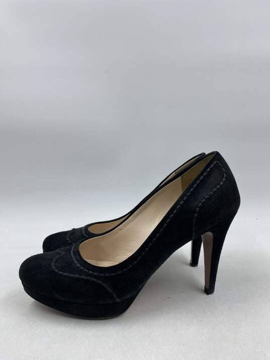 Authentic Prada Black Suede Embroidered Accent Pumps W 5.5 image number 3