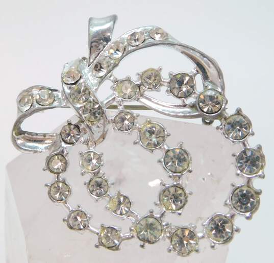 VNTG Silver Tone White Blue & Green Rhinestone Event Jewelry image number 2