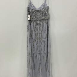 NWT Adrianna Papell Womens Gray Floral Beaded Sleeveless Blouson Dress Size 14 alternative image