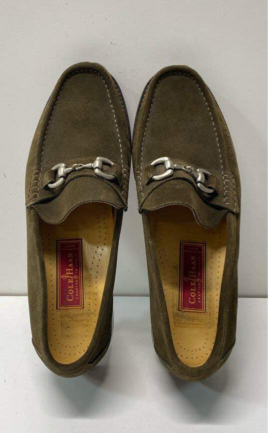 Cole Haan Olive Green Suede Buckle Loafers Shoes Men's Size 10.5 M image number 5