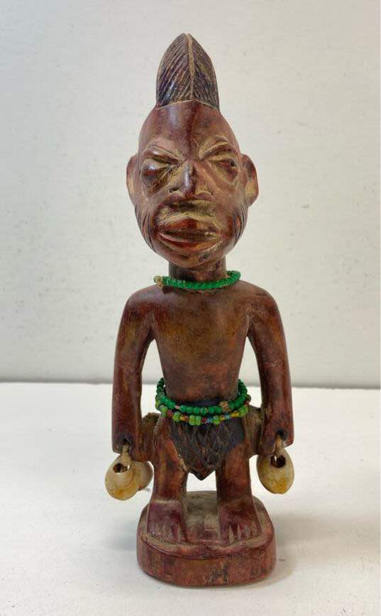 Hand Crafted 8 in Wood Sculptures 2- African Influence Decorative Figurines image number 2