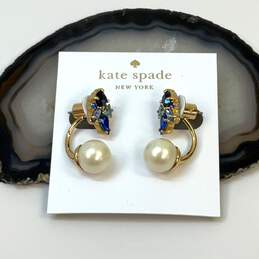 Designer Kate Spade Gold-Tone White Freshwater Pearl Stud Earrings