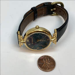 Designer Fossil PC-9524 Gold-Tone Black Leather Strap Analog Wristwatch alternative image