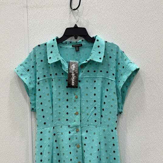 NWT Nina Leonard Womens Multicolor Short Sleeve Long Midi Shirt Dress Size XL image number 3