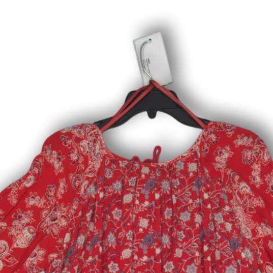 NWT Free People Womens Shift Dress Lucky Loosey Long Sleeve Red Floral Size M image number 4