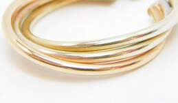 14K Tri Color Gold Twisted Hoop Earrings 1.8g alternative image
