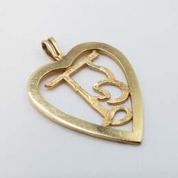 Solid 14K Gold 1in Heart Cut Out Pendant 2.5g alternative image