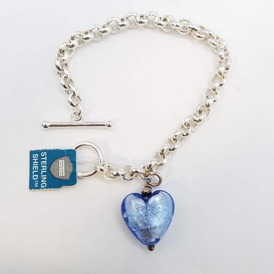 Sterling Silver Toggle Heart Tag Charm Bracelet : : Clothing,  Shoes & Accessories