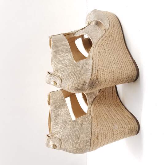 Michael Kors Women's Damita Metallic Gold Espadrille Wedge Heels Size 8.5 image number 4