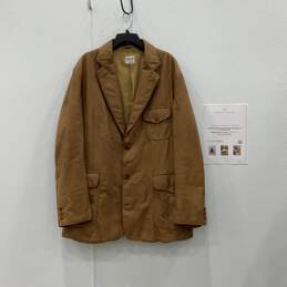 Vintage Armani Collezioni Mens Brown Leather Blazer Coat Sz XXL with COA