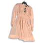 NWT Boohoo Womens Fit & Flare Dress Smocked V-Neck Long Sleeve Pink Size 6 image number 1