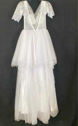 NWT Merry's Womens White Short Sleeve Deep V-Neck Padded Ball Gown Dress Size 6 alternative image
