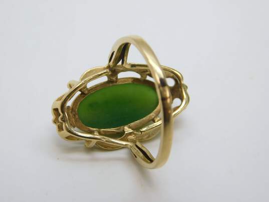 Vintage 10K Yellow Gold Nephrite Ring- For Repair 4.4g image number 3