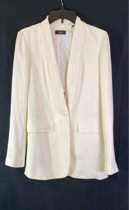 Theory Womens Ivory Pockets Long Sleeve Single Breasted Blazer Jacket Size 00