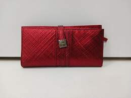 Lodis Red Shimmer Textured Leather Bi-Fold Wallet