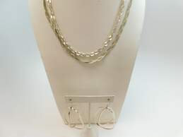 925 Braided Herringbone & Oval Link Chain Necklace & Oblong Earrings 28.6g
