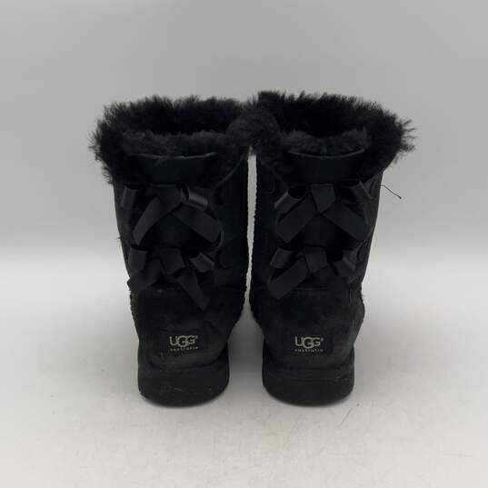 Ugg Womens Bailey Bow II 1002954 Black Fur Round Toe Winter Boots Size 7 image number 4