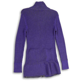 Womens Blue Long Sleeve Mock Neck Full-Zip Sweater Size Medium alternative image