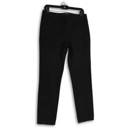 Womens Black Flat Front Slash Pocket Straight Leg Dress Pants Size 8