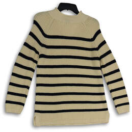 NWT Womens Cream Blue Striped Knitted Long Sleeve Pullover Sweater Size PL alternative image