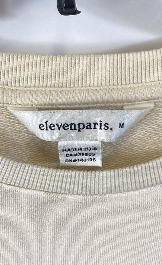 Elevenparis Mens Ivory Graphic Print Cotton Long Sleeve Pullover Sweatshirt Sz M image number 4