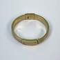 Designer Michael Kors Gold Tone Heritage Logo Hinged Bangle Bracelet image number 2