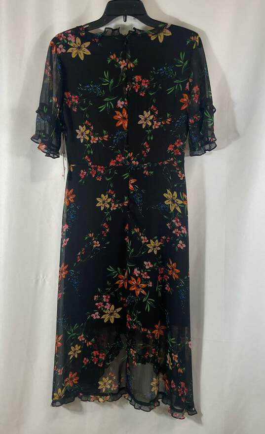 NWT Kensie Womens Black Floral Short Sleeve V-Neck A-Line Midi Dress Size 6 image number 2