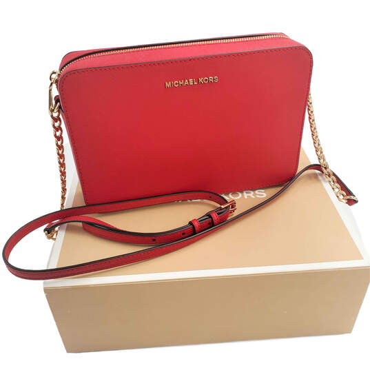Michael Kors Jet Set Travel Wallet on a Chain in Red