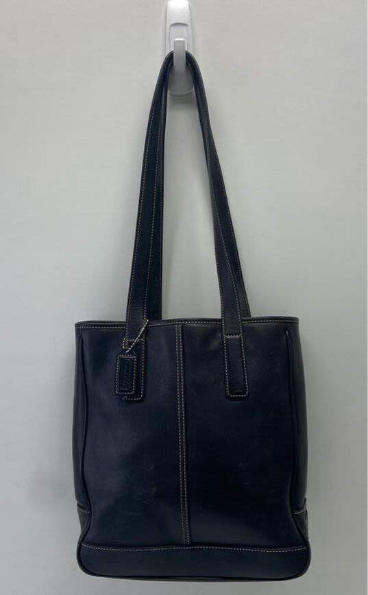 COACH 7776 Hampton Black Leather Shoulder Tote Bag image number 1
