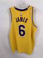 Nike Mens Yellow Purple White Los Angeles Lakers LeBron James #6 NBA Jersey Sz M image number 4