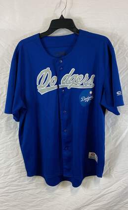 True Fan Genuine Merchandise Mens Blue Los Angeles Dodgers MLB Jersey Size Large