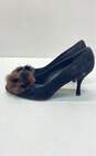 Stuart Weitzman Suede Fuzzy Toe Heels Black 9.5 image number 3
