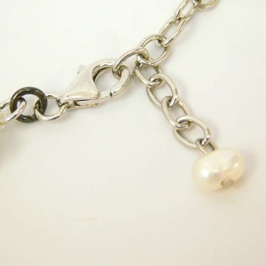 Sterling Silver CZ & Pearl Contemporary Necklaces 33.2g image number 7