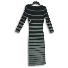 NWT New York Company Womens Black Silver Striped Round Neck Bodycon Dress Size M alternative image