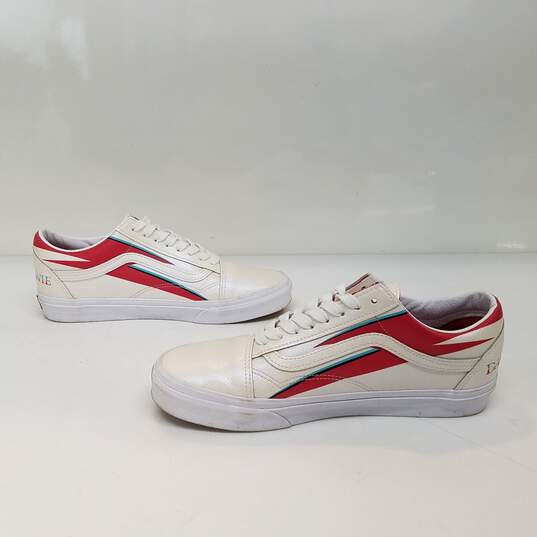 VANS 2019 David Bowie Archive Pearlescent White w/ ZigZag Leather Sneakers W10.5 image number 3