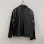 Mens Black Leather Spread Collar Pockets Long Sleeve Full Zip Jacket Size Medium image number 2