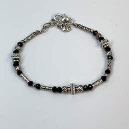 Designer Brighton Silver-Tone Black Glass Embossed Design Beaded Bracelet alternative image