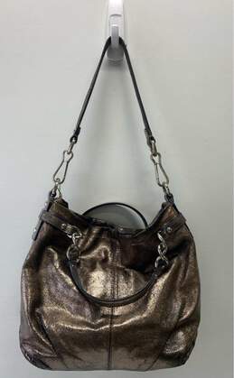 COACH F17165 Brook Bronze Metallic Leather Shoulder Tote Bag