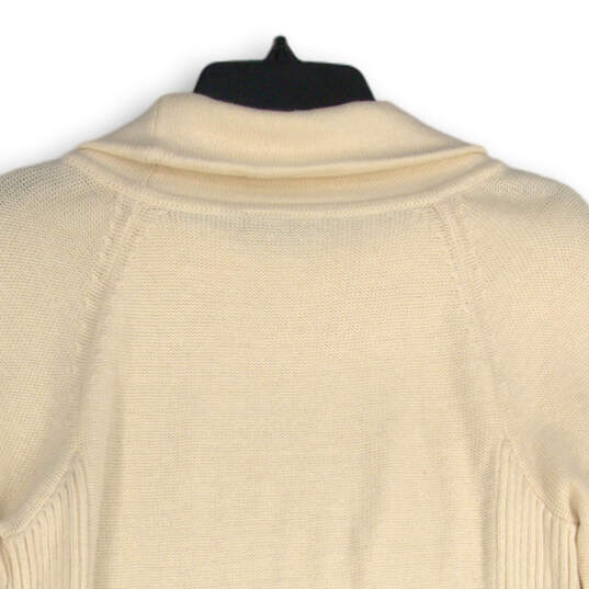 Womens Off-White Knitted Long Sleeve Turtleneck Pullover Sweater Size XS image number 4