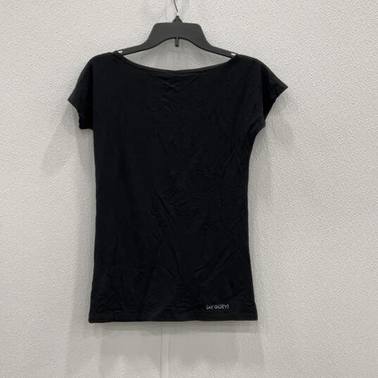 NWT Womens Black Graphic Print Short Sleeve Pullover T-Shirt Size M image number 2