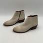 Frye Womens Carson Piping Off-White Brown Leather Side Zip Ankle Boots Size 7.5M image number 2