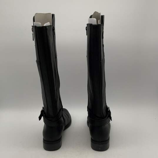 Womens Ggheylo Black Leather Mid Calf Side Zip Knee High Riding Boots Size 9.5M image number 3