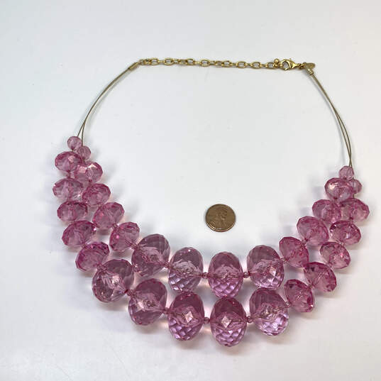 Designer Joan Rivers Gold-Tone Pink Acrylic Stone Statement Necklace image number 2