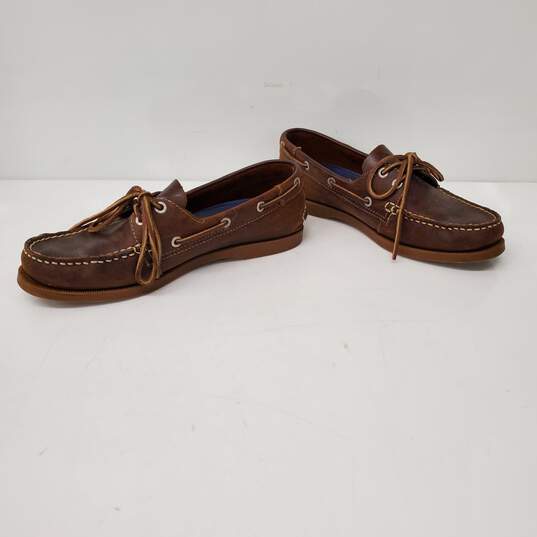 G.H Bass & Co. WM's Leather Brown Flats Size 9.5 image number 3