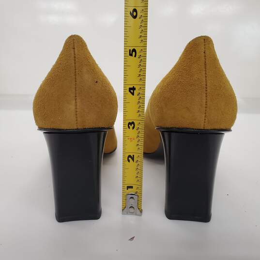 Joan & David Women's Goldenrod Yellow Suede Square Toe Pumps Size 8.5 image number 3